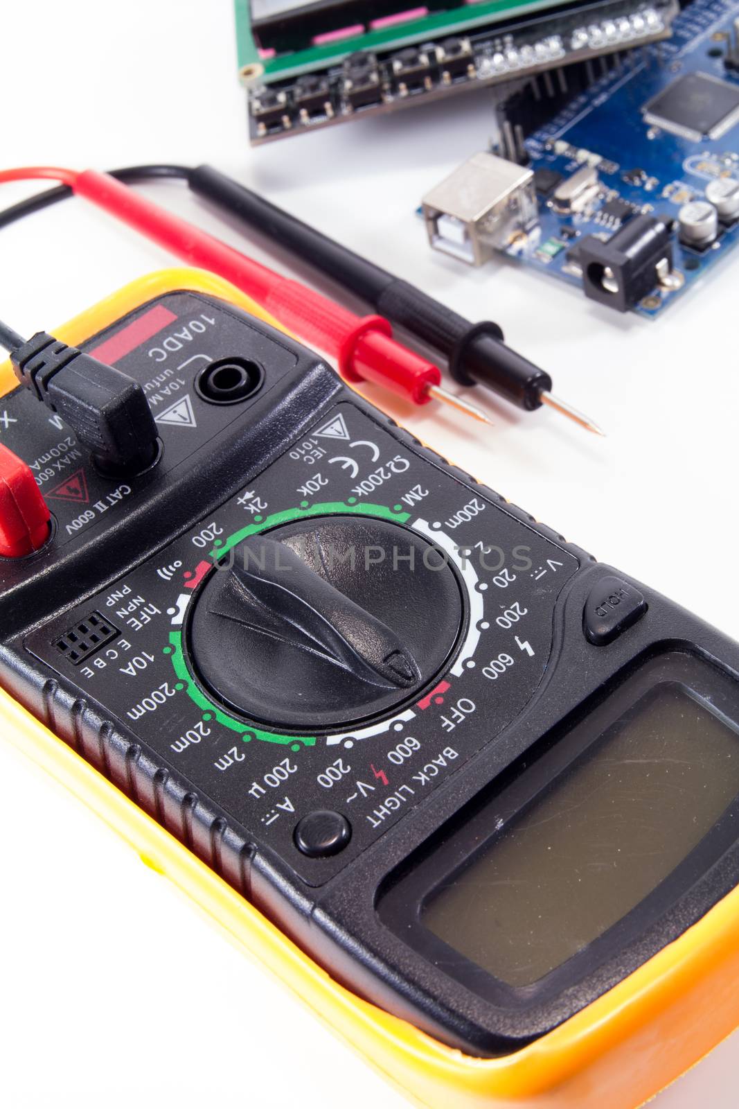 Digital multimeter isolate on white background