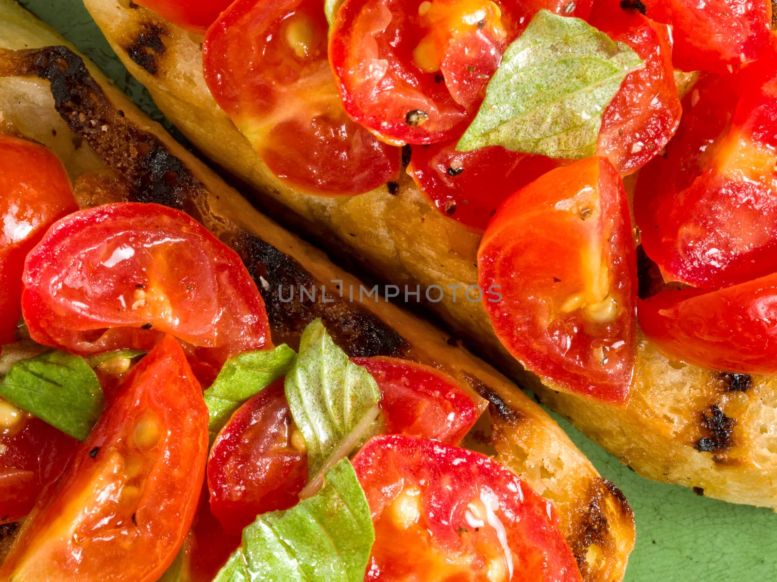 close up of rustic italian bruschetta bread