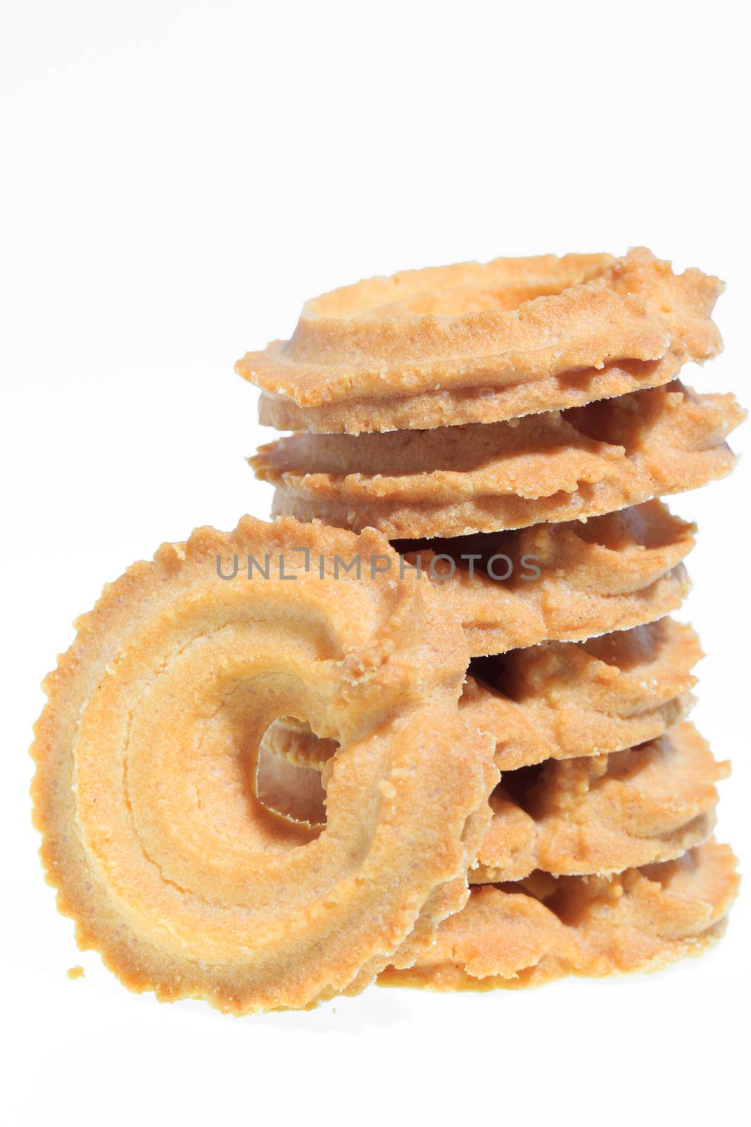 Classic Vanilla Cookies isolated on white background.