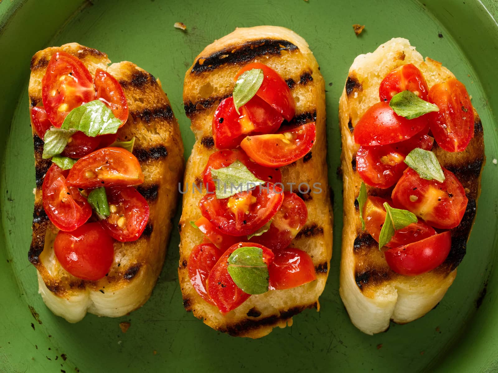 close up of rustic italian bruschetta bread