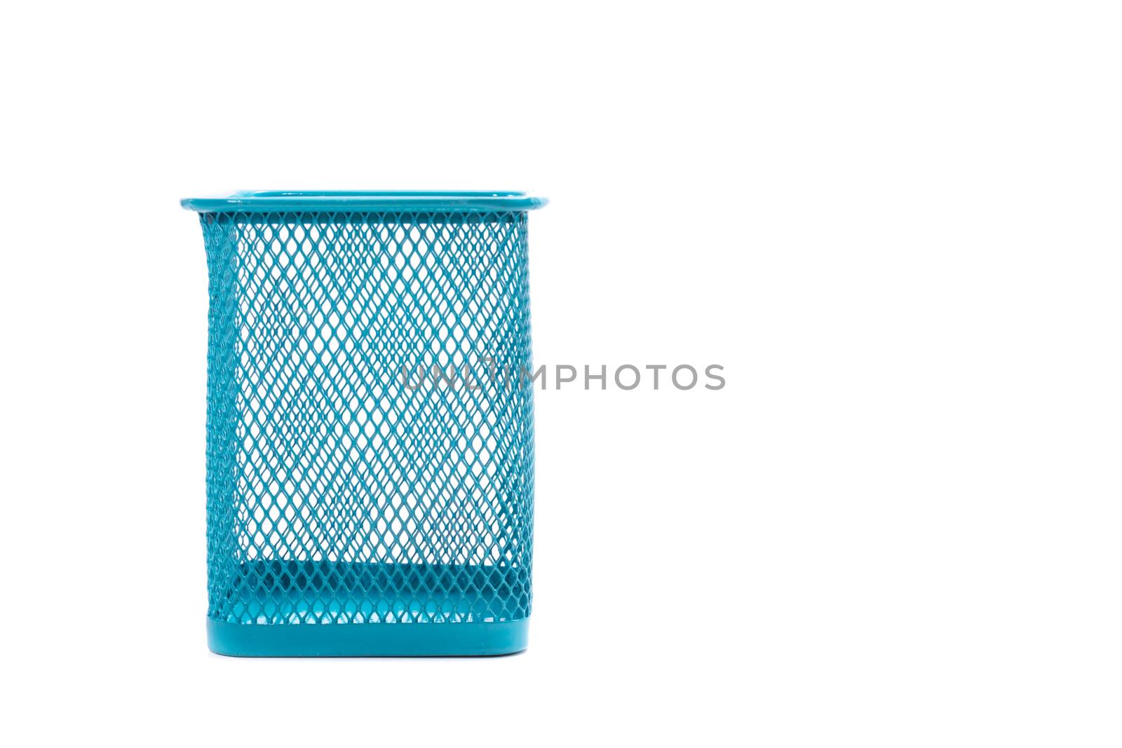 Empty holder cup for pens isolated on white background