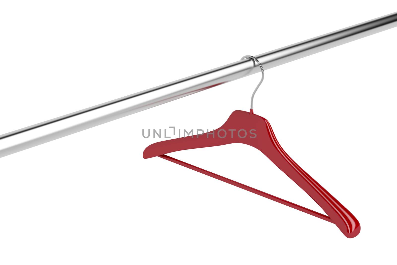 Red clothes hanger isolated on white