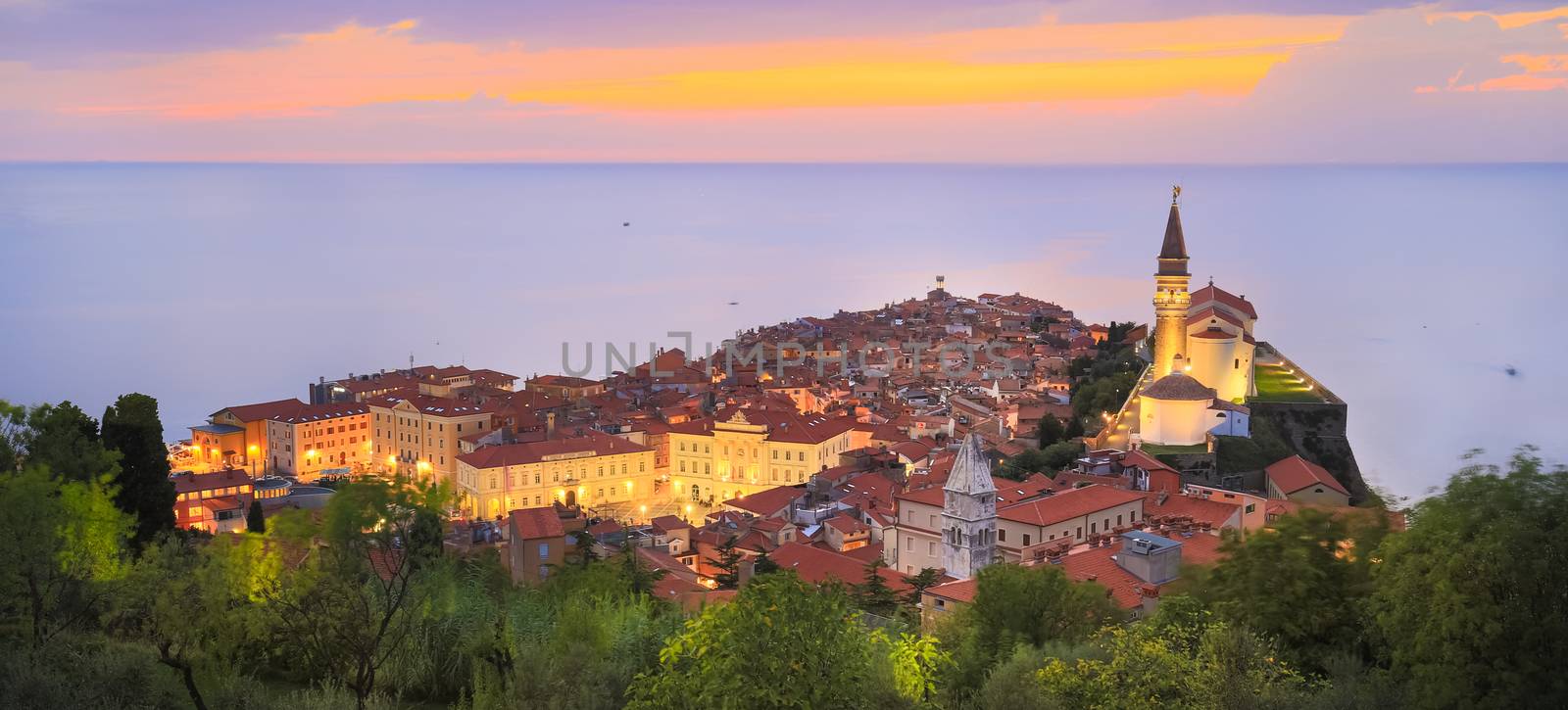 Picturesque old town Piran in sunset, Slovenia. by kasto