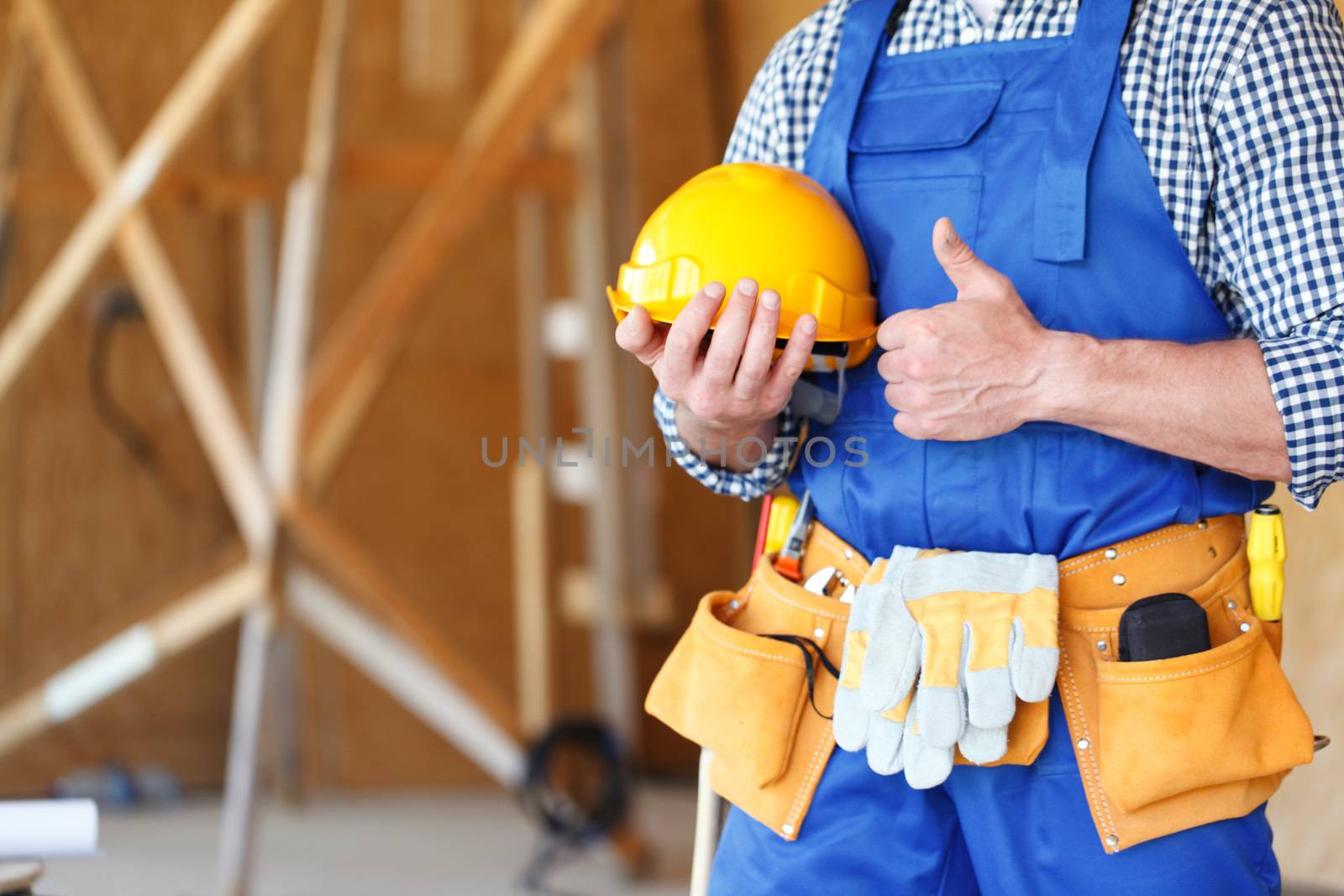 Builder with thumb up  by ALotOfPeople