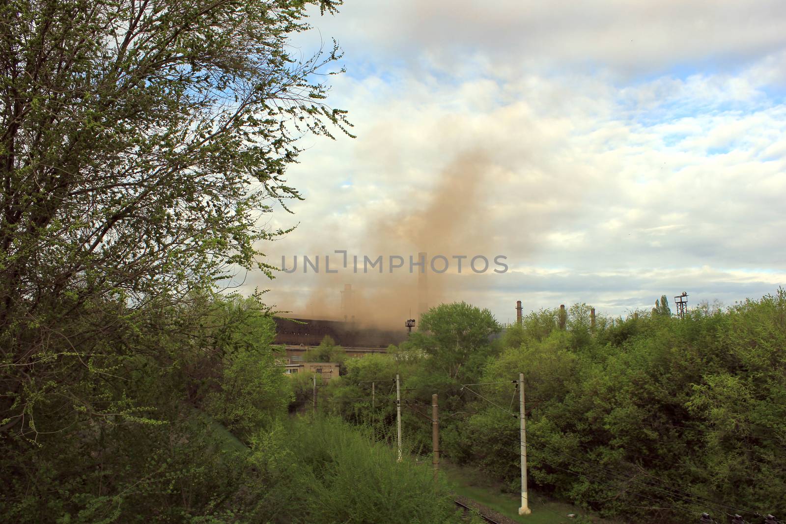 Emissions and smoke at steel works in the city Volgograd