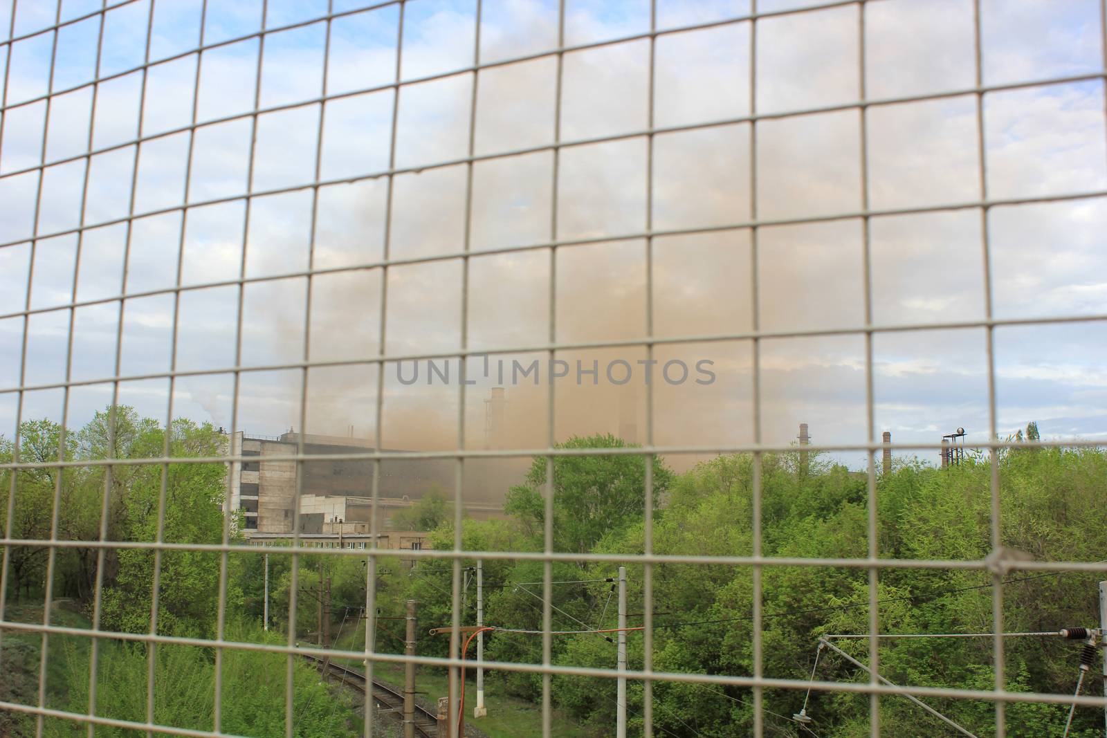 Emissions and smoke at steel works in the city Volgograd