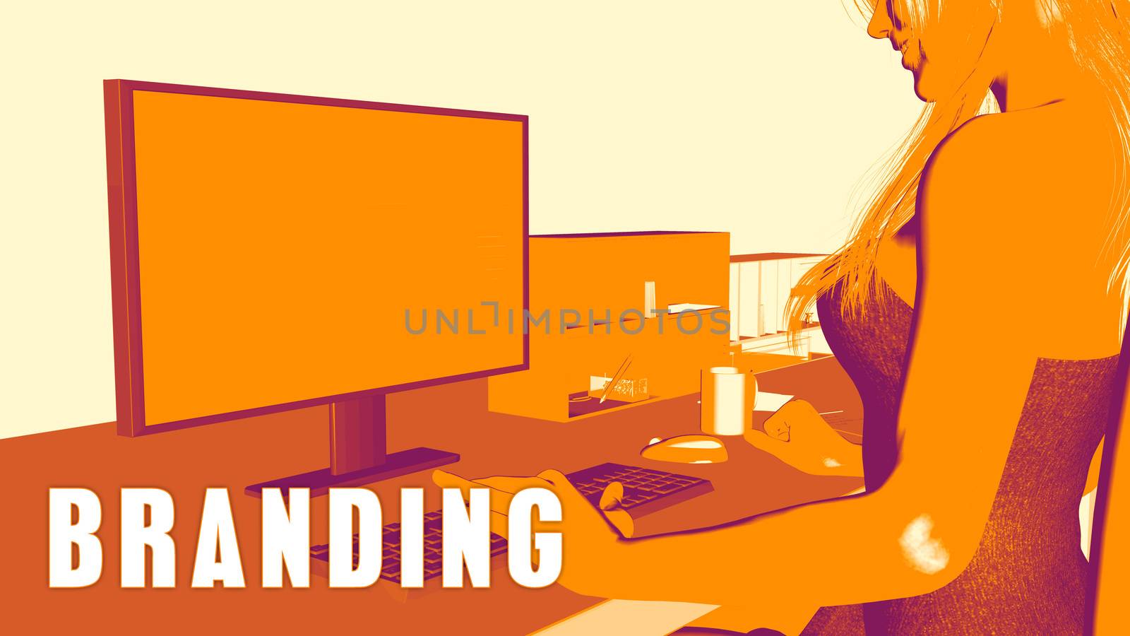  Branding Concept Course with Woman Looking at Computer