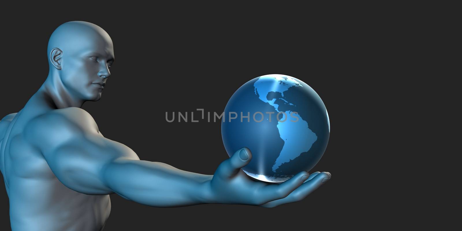 Businessman Holds Earth in a Hand as Concept Illustration