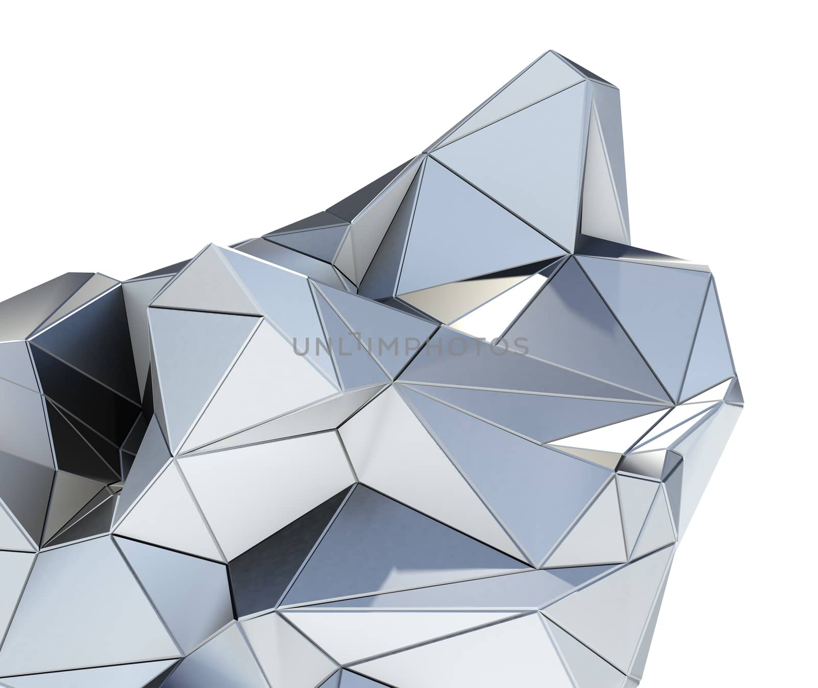 Metal modern building on white background. 3D illustration