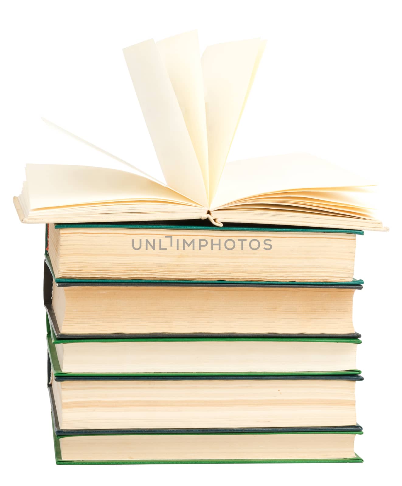 Stack of books isolated on white background