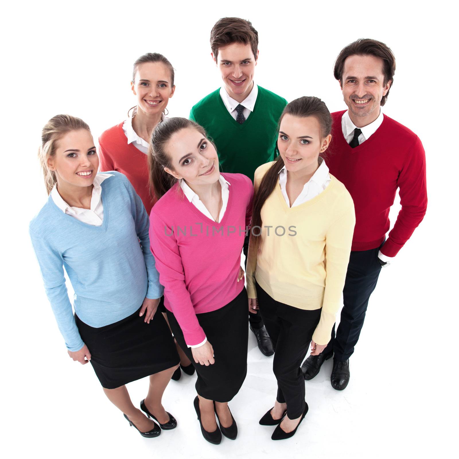 Happy young people group isolated on white background