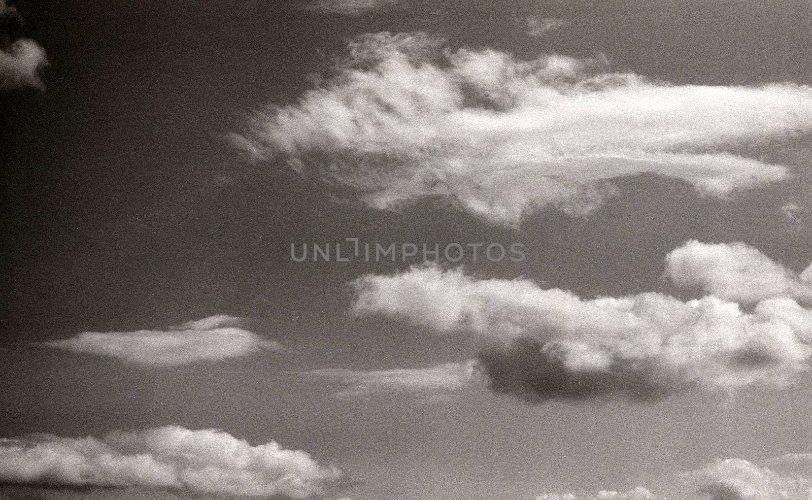 Black and white film image of clouds