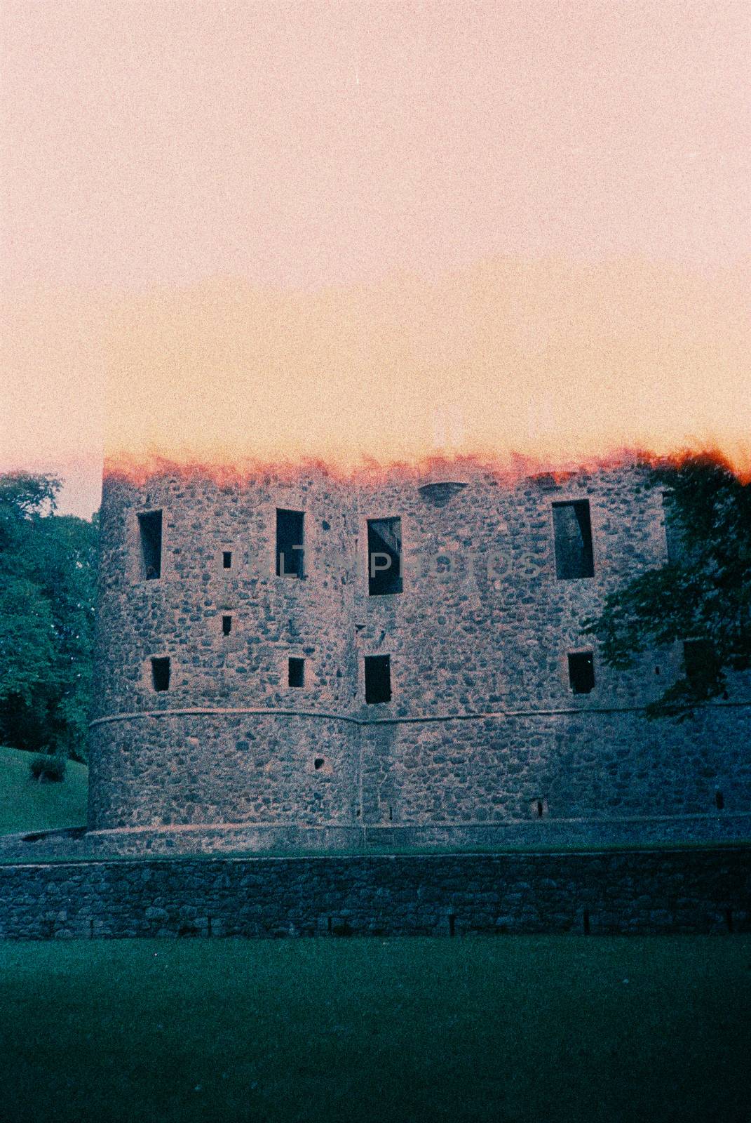 Color film image of castle in Huntly