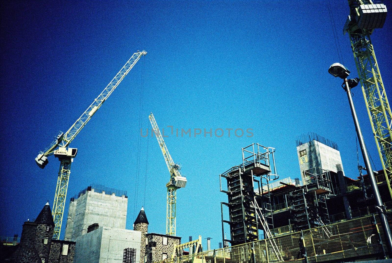 Film image of construction site in Aberdeen
