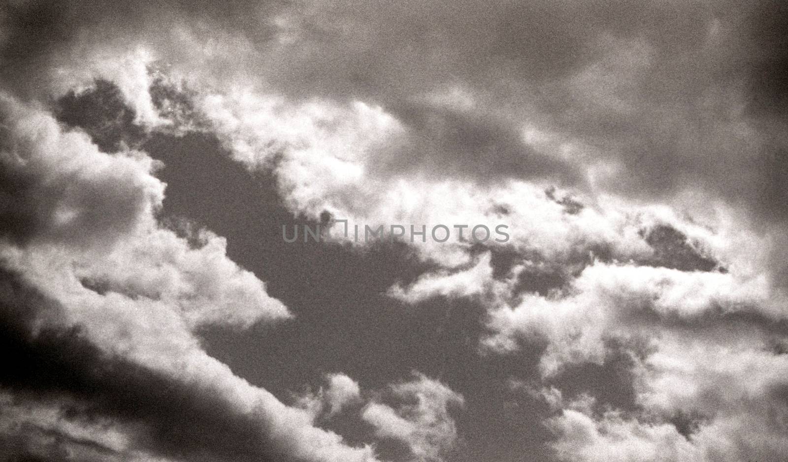 Black and white film image of sky