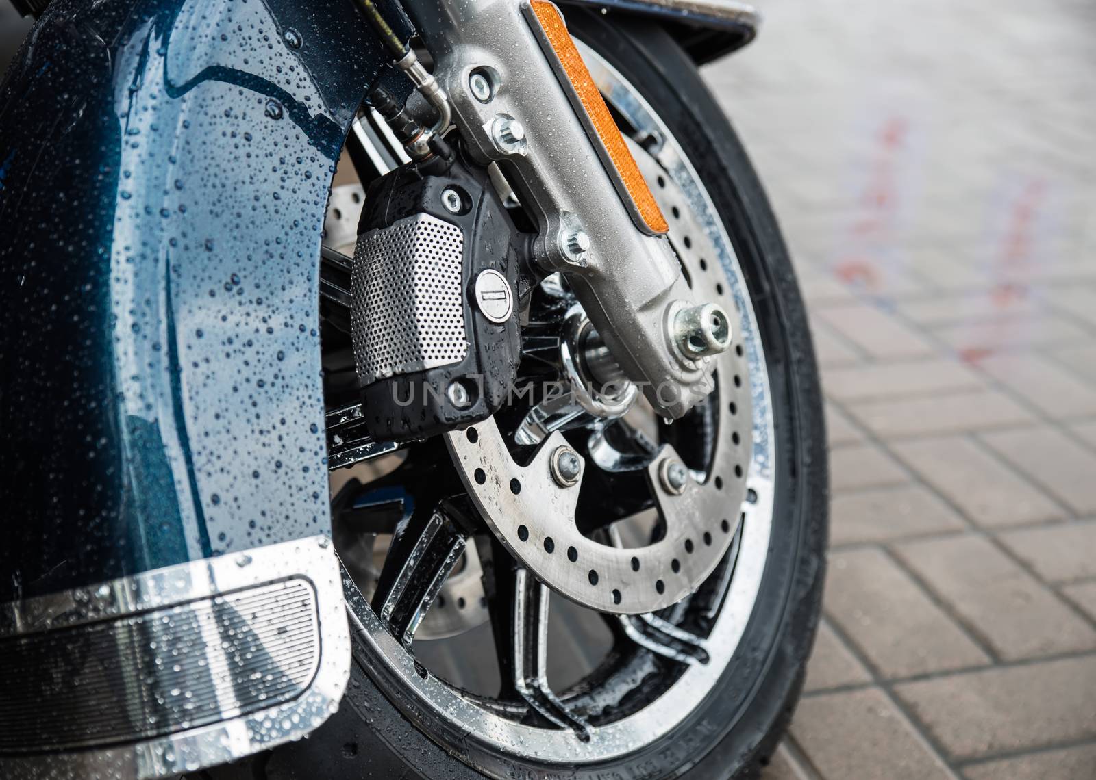 New shiny brake discs on motorcycle by sarymsakov