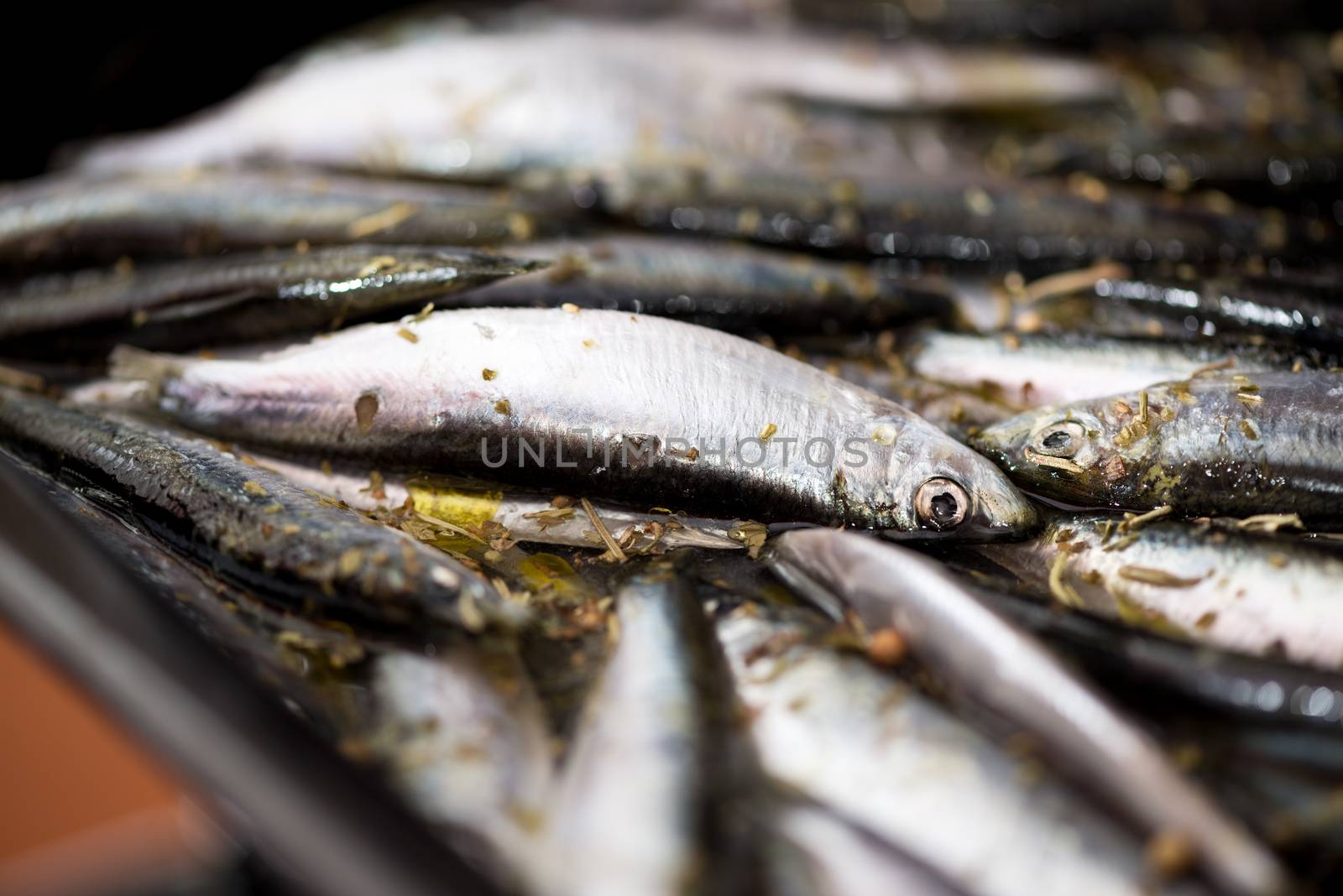 Fresh Smelts preparation for frying. Close-up