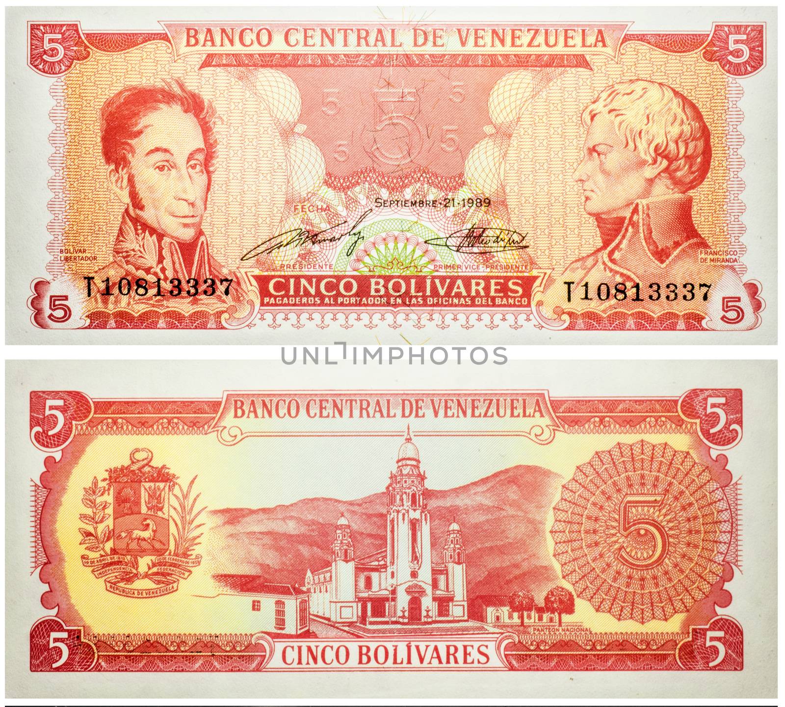 Banknote 5 Bolivares Venezuela 1989 by rigamondis