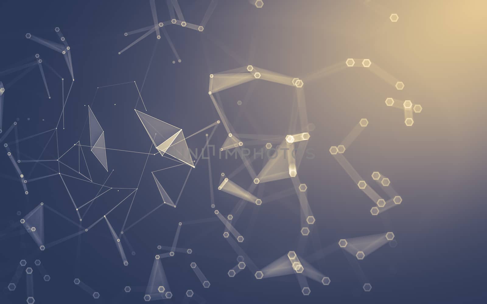 Abstract polygonal space low poly dark background with connecting dots and lines. Connection structure. 3d rendering