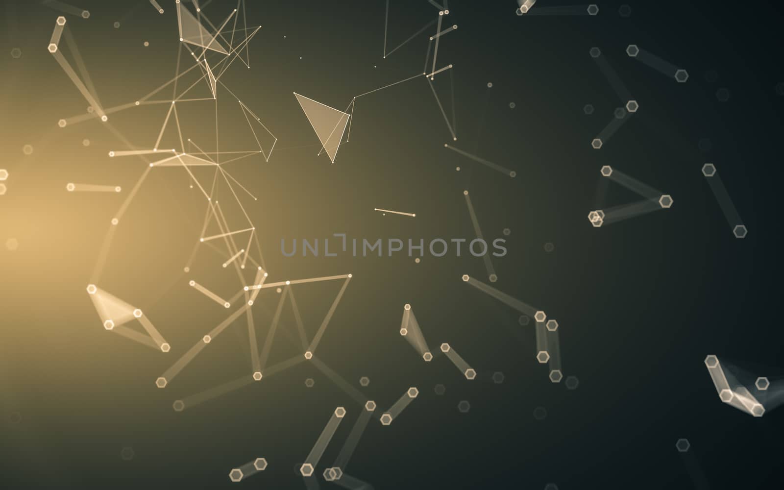 Abstract polygonal space low poly dark background, 3d rendering by teerawit