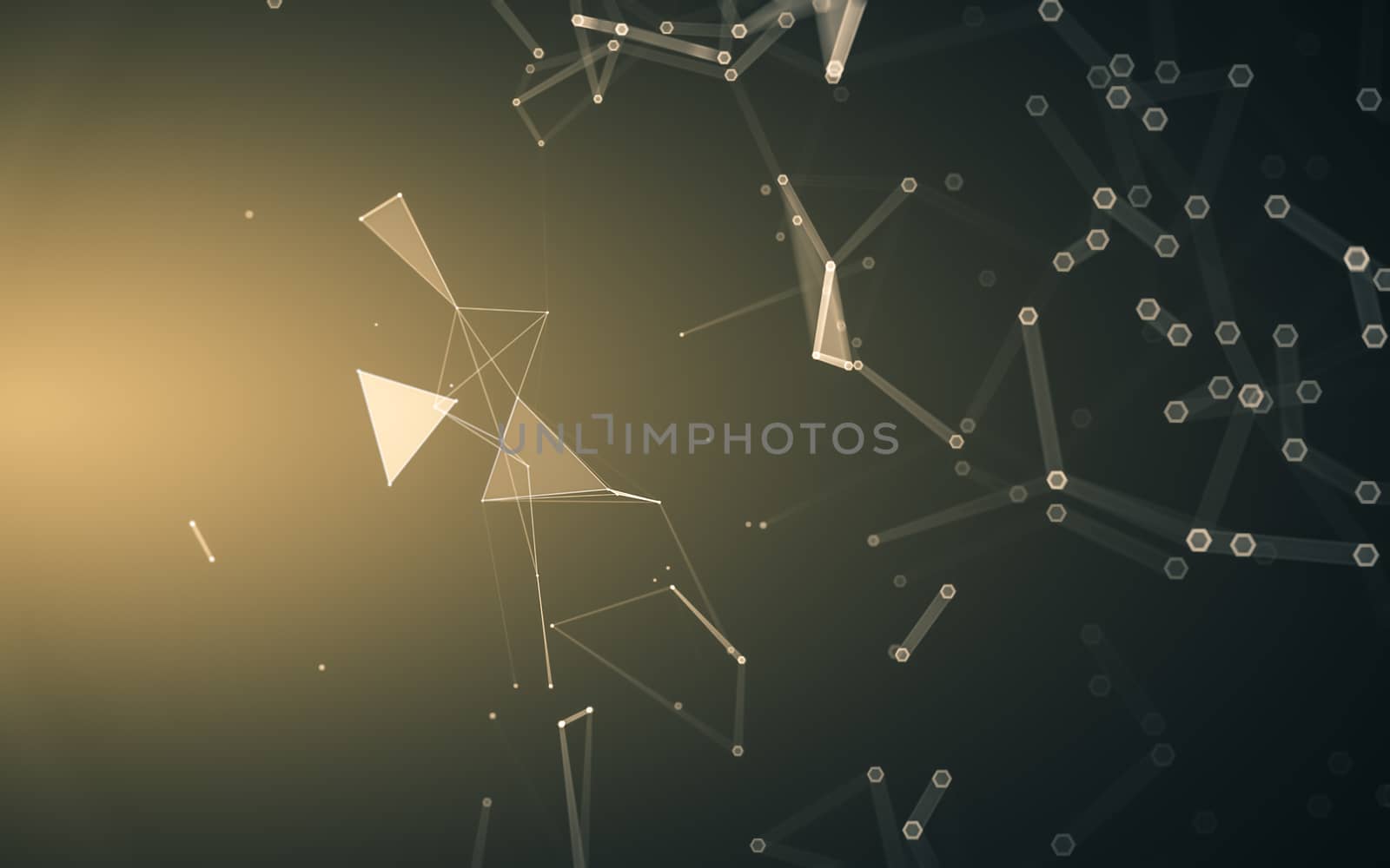 Abstract polygonal space low poly dark background with connecting dots and lines. Connection structure. 3d rendering