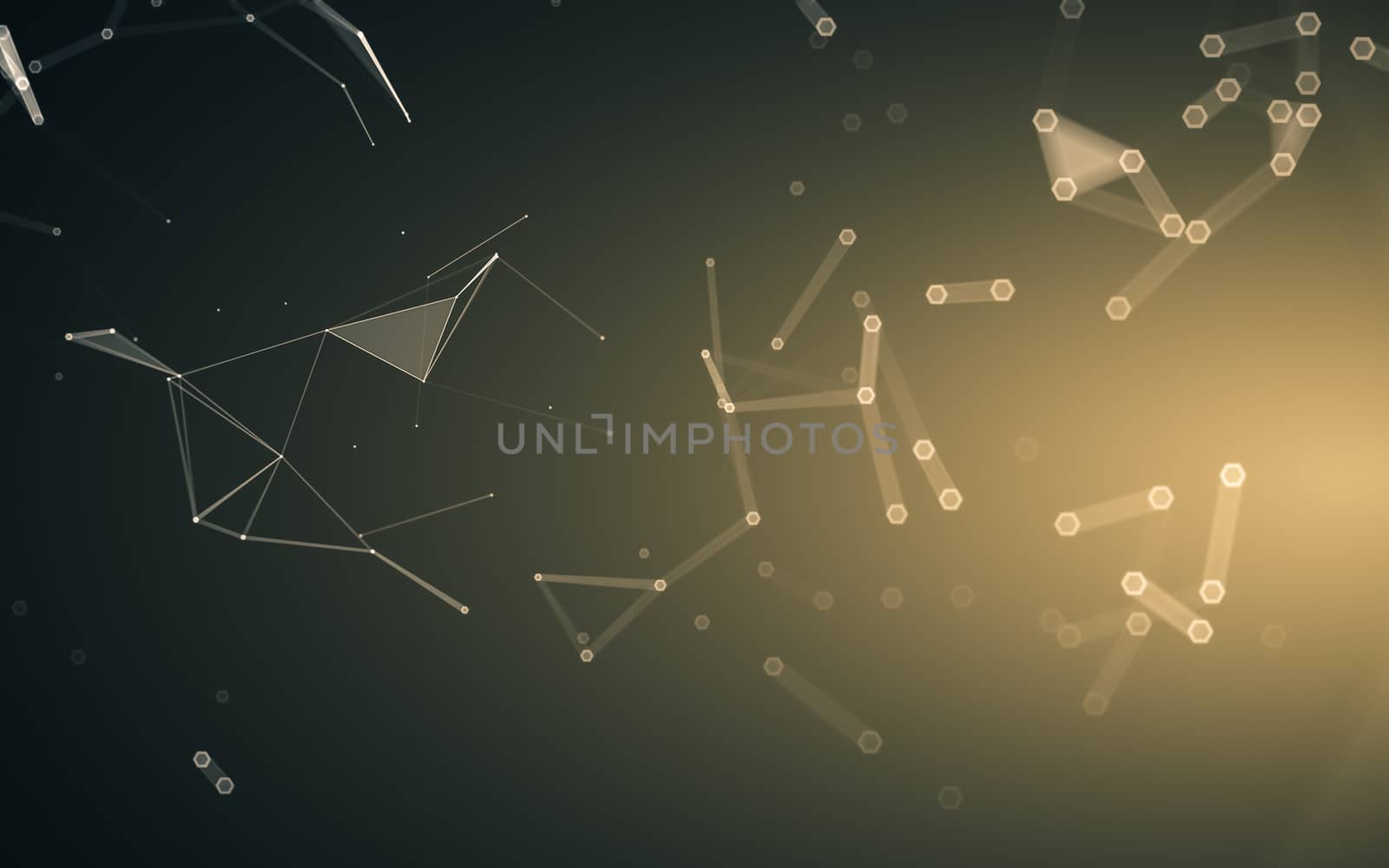 Abstract polygonal space low poly dark background with connecting dots and lines. Connection structure. 3d rendering