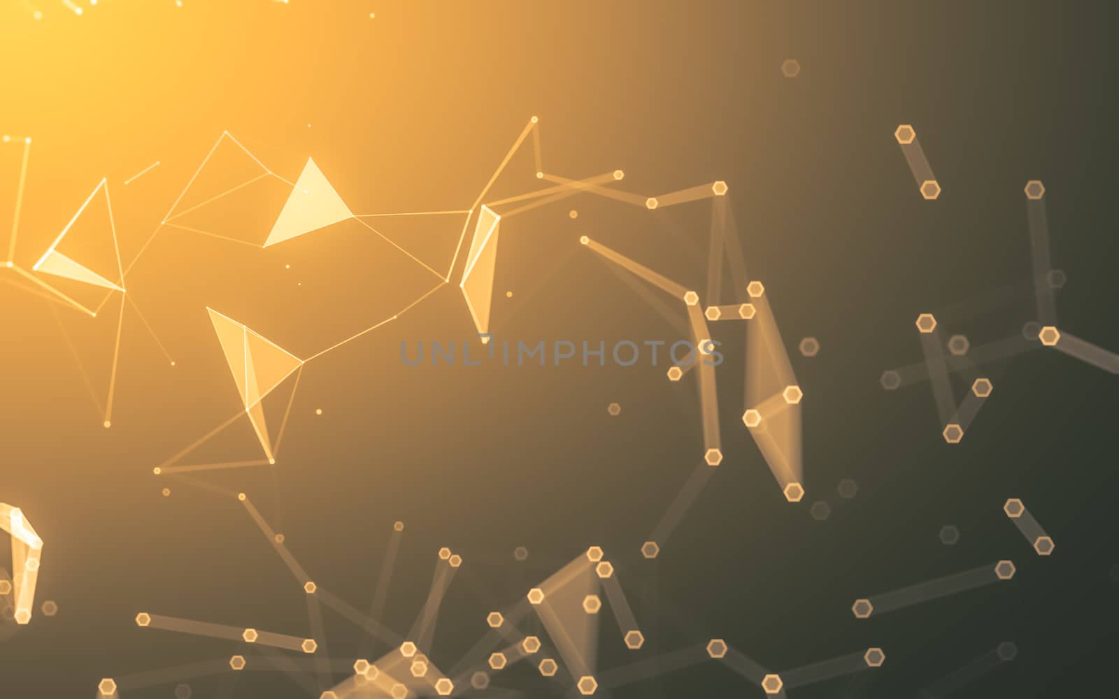 Abstract polygonal space low poly dark background with connecting dots and lines. Connection structure. 3d rendering