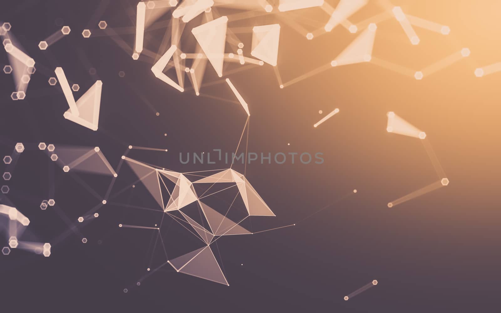 Abstract polygonal space low poly dark background with connecting dots and lines. Connection structure. 3d rendering