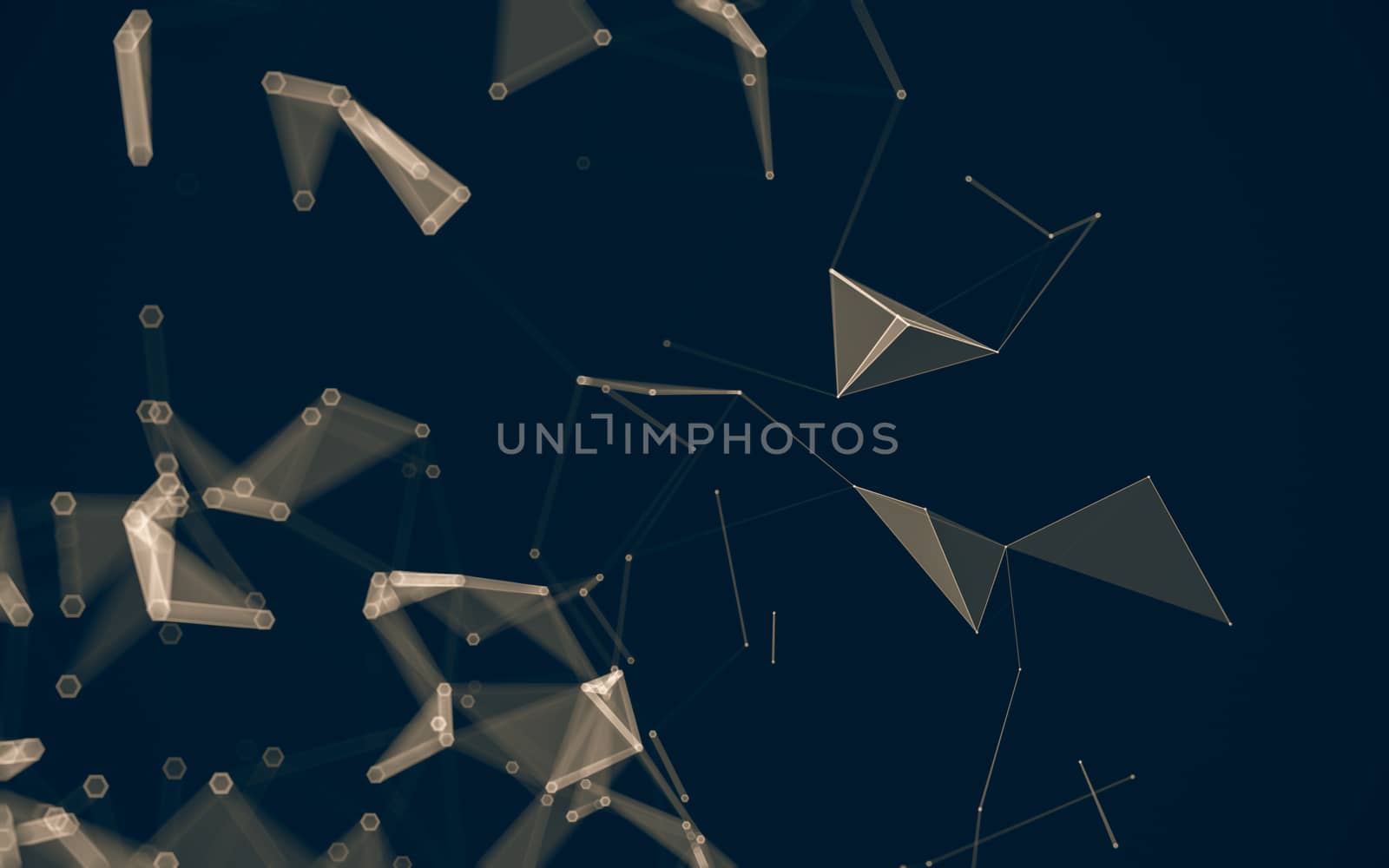 Abstract polygonal space low poly dark background, 3d rendering by teerawit