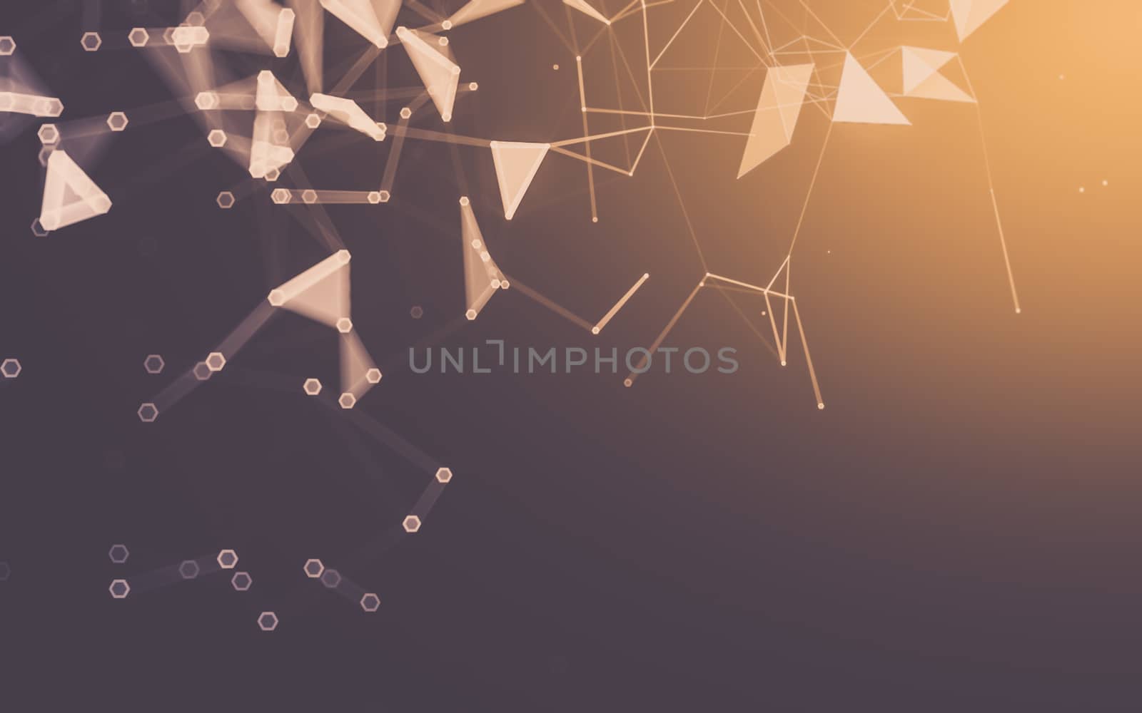 Abstract polygonal space low poly dark background, 3d rendering by teerawit