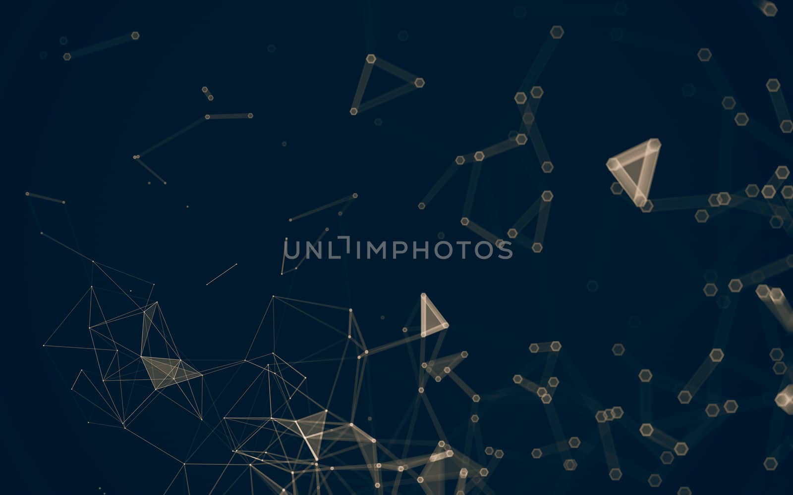 Abstract polygonal space low poly dark background with connecting dots and lines. Connection structure. 3d rendering