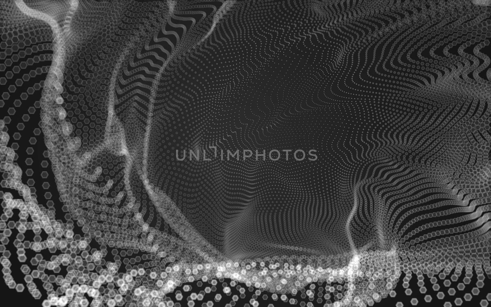 Abstract polygonal space low poly dark background with connecting dots and lines. Connection structure. 3d rendering