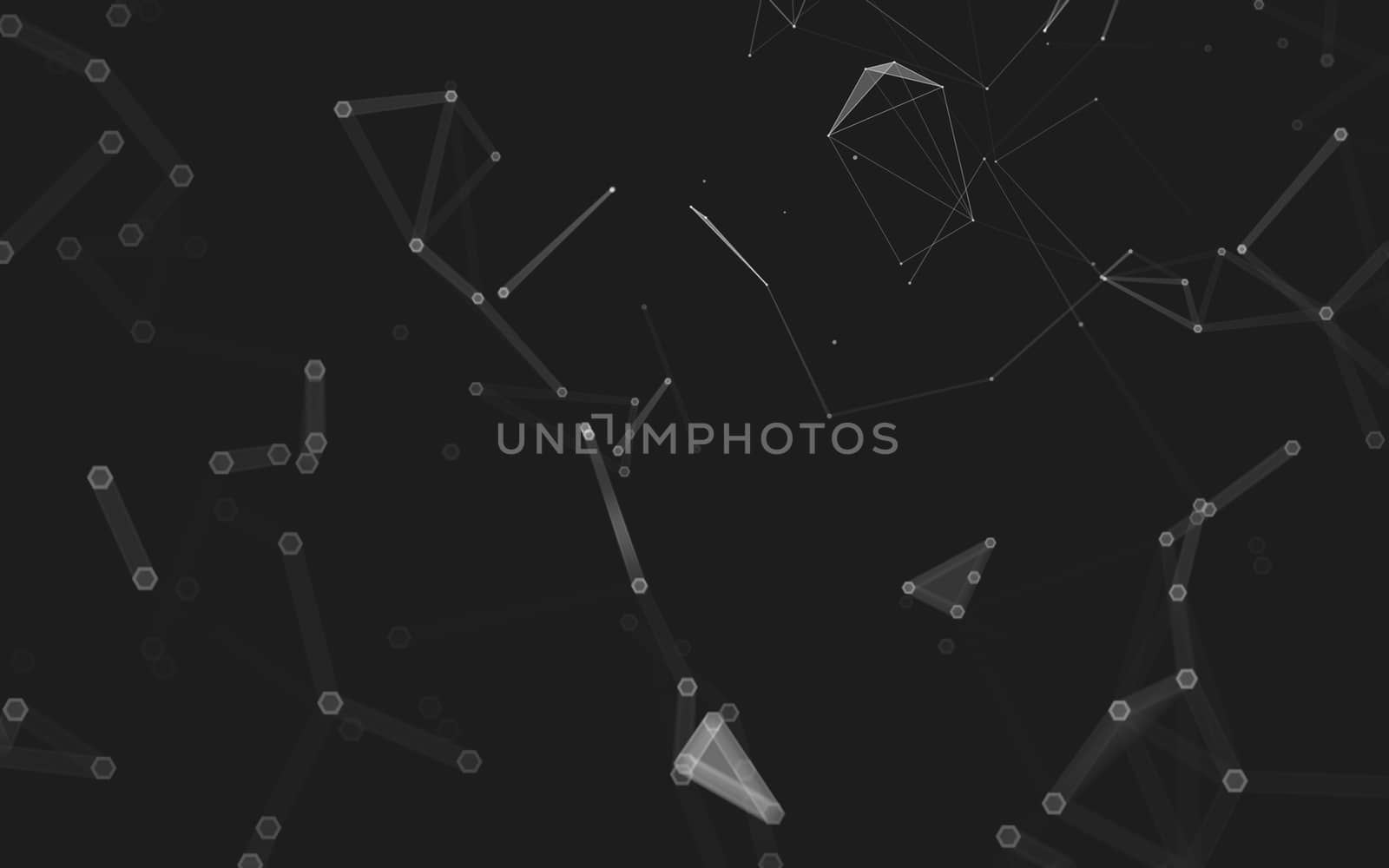 Abstract polygonal space low poly dark background with connecting dots and lines. Connection structure. 3d rendering