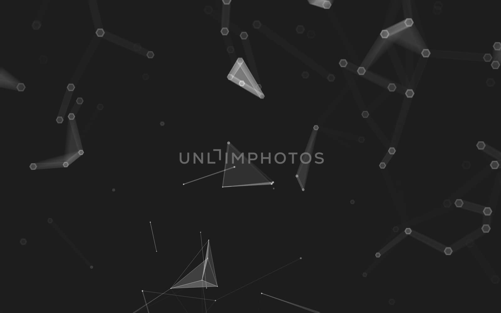 Abstract polygonal space low poly dark background, 3d rendering by teerawit