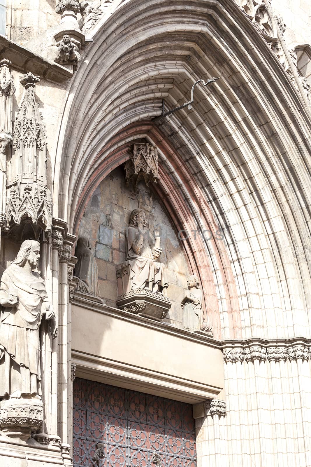 Facade of Catalan Gothic church Santa Maria del Mar, Barcelona, Spain.