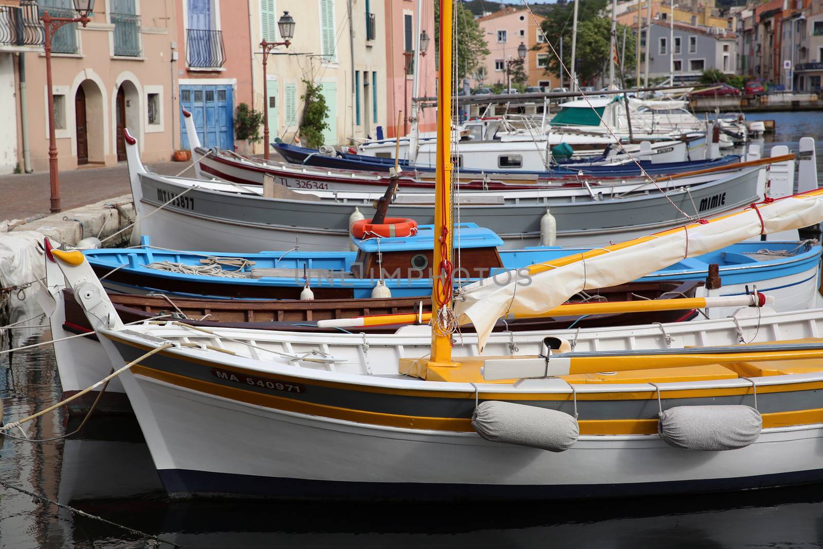 Martigues, France - June 20, 2016: The Old Harbor with Boats. Le Miroir Aux Oiseaux (Mirror Bird) Area