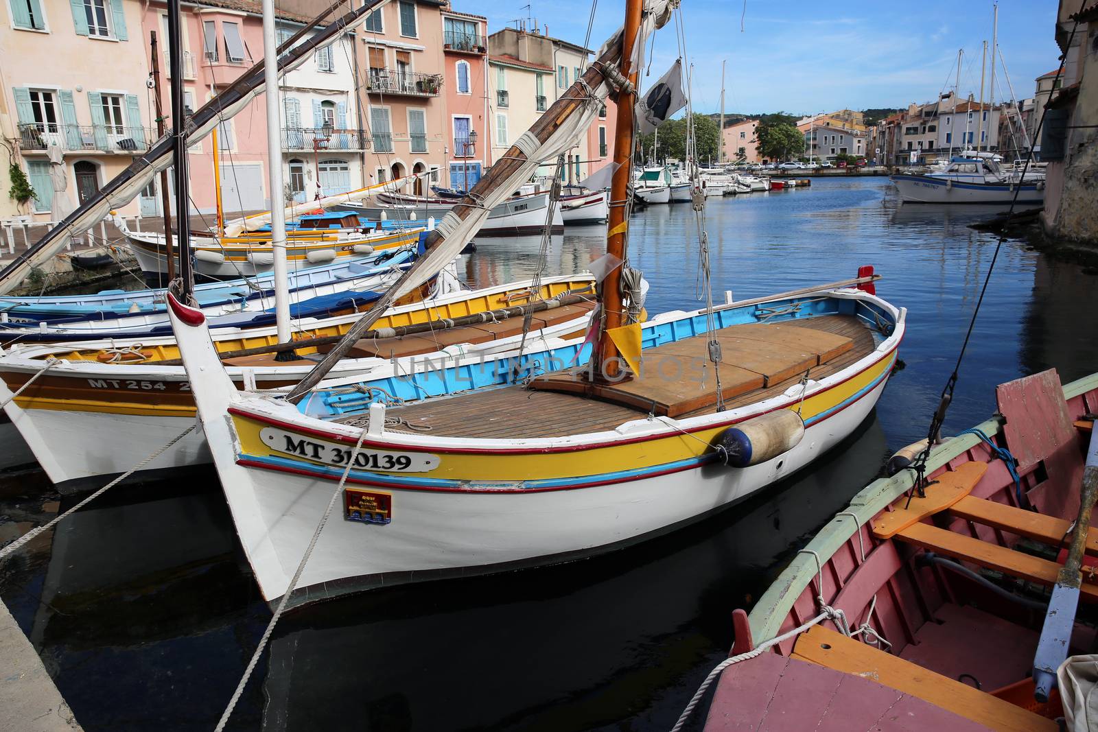 Martigues, France - June 20, 2016: The Old Harbor with Boats. Le Miroir Aux Oiseaux (Mirror Bird) Area