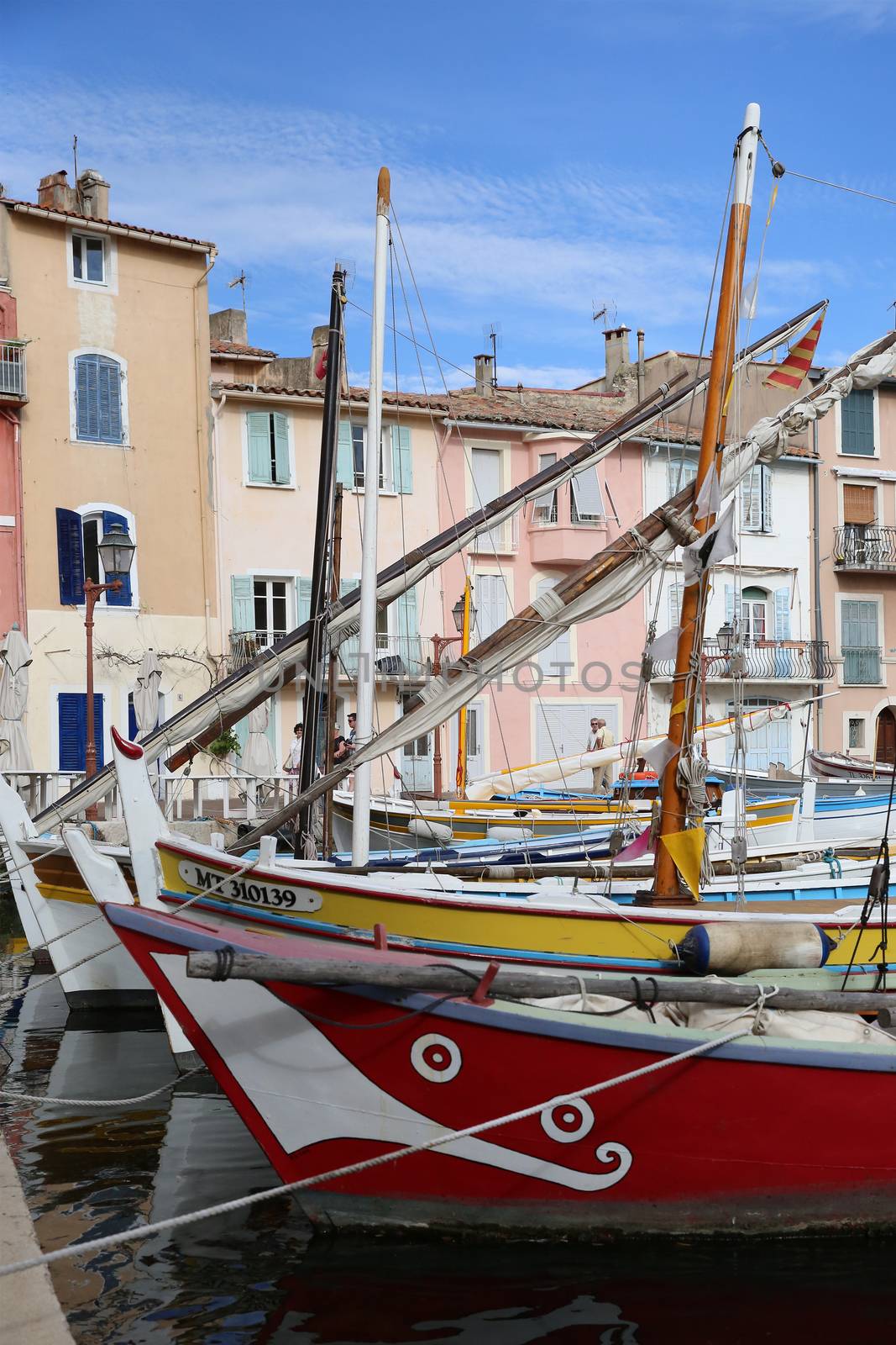 Martigues, France - June 20, 2016: The Old Harbor with Boats. Le Miroir Aux Oiseaux (Mirror Bird) Area