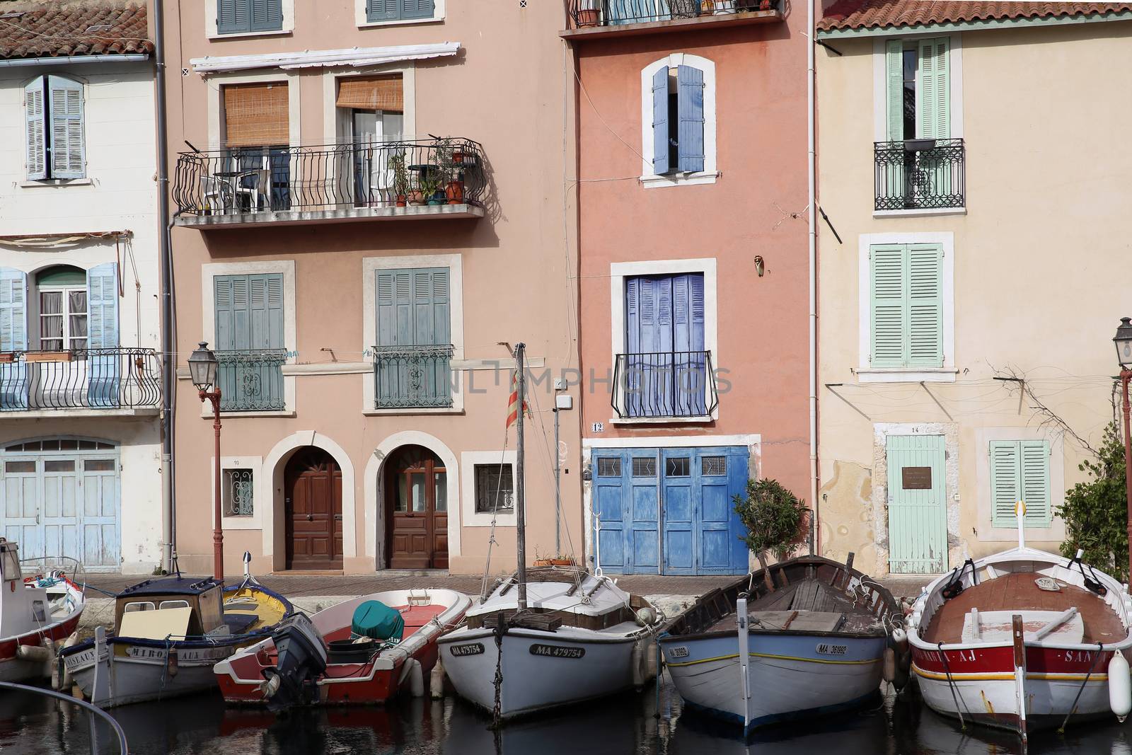 Martigues, France - June 20, 2016: The Old Harbor with Boats. Le Miroir Aux Oiseaux (Mirror Bird) Area