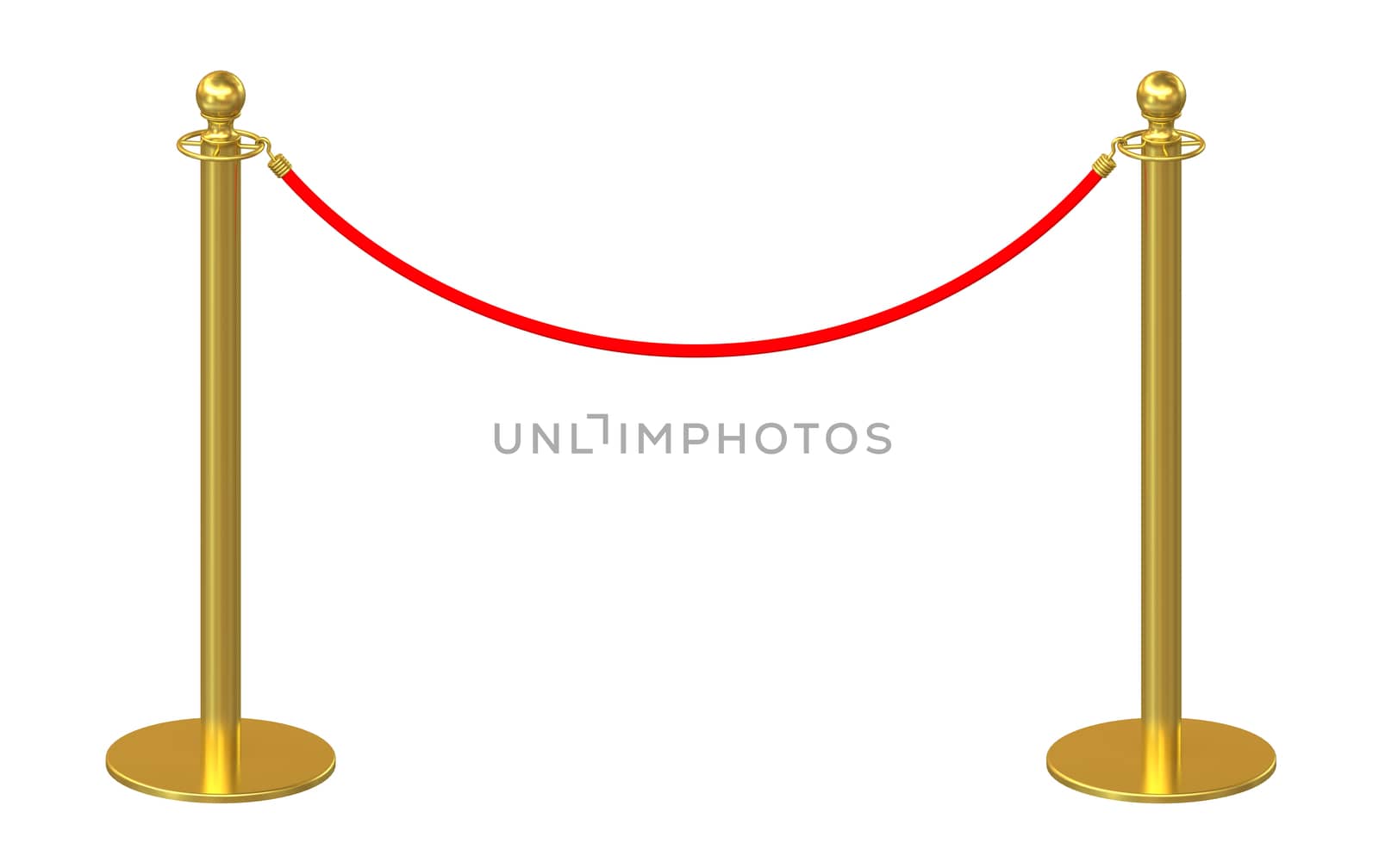 Golden fence, stanchion with red barrier rope by cherezoff