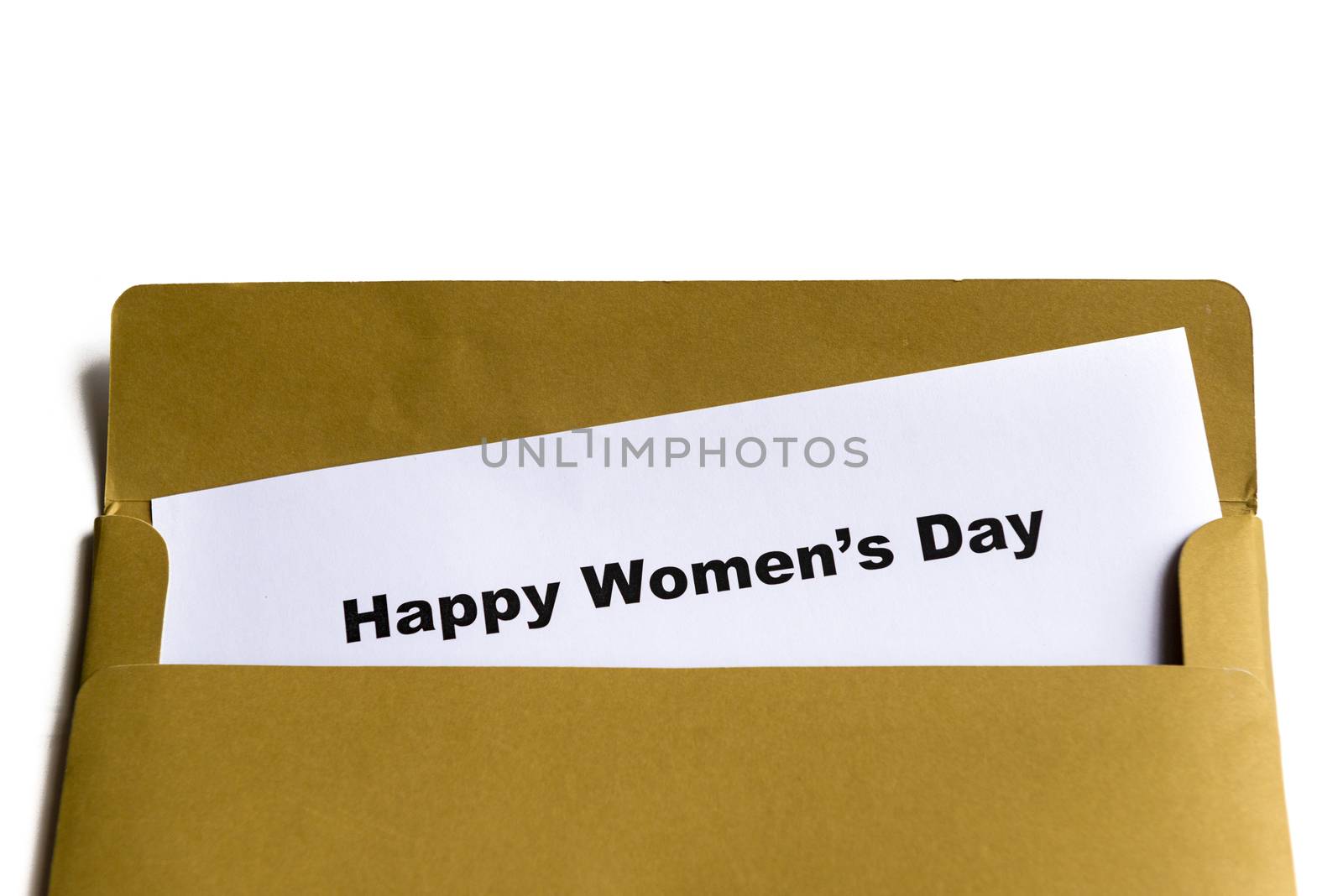happy women's day words in the envelope