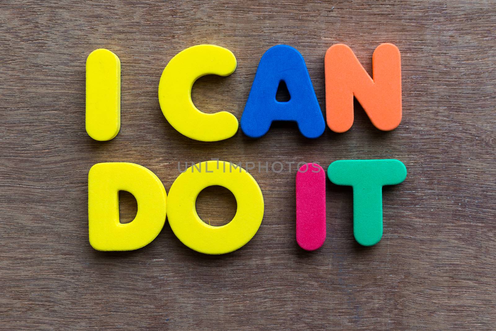 i can do it words in wood background