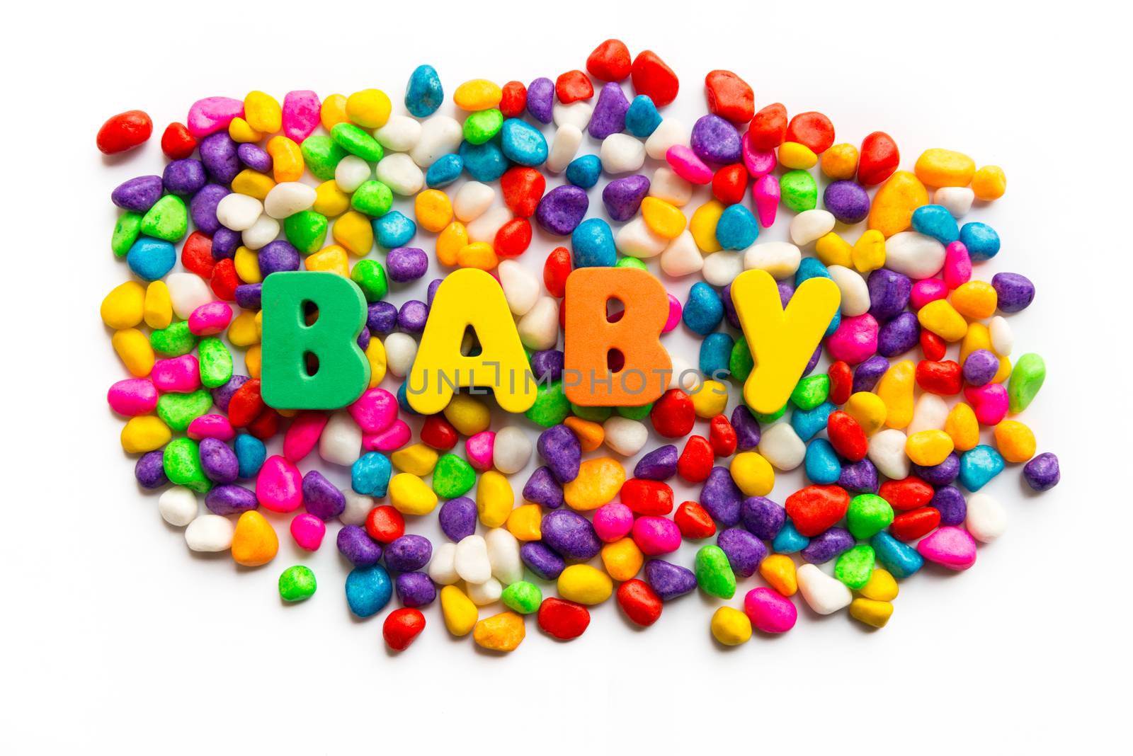 baby word on colorful stone