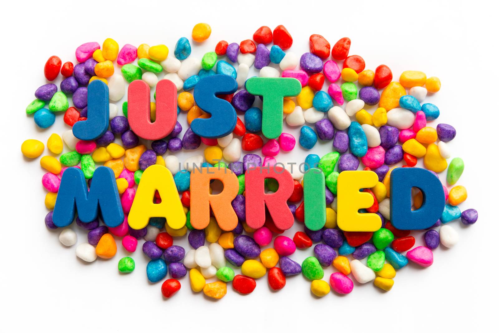 just married word in colorful stone by sohel.parvez@hotmail.com