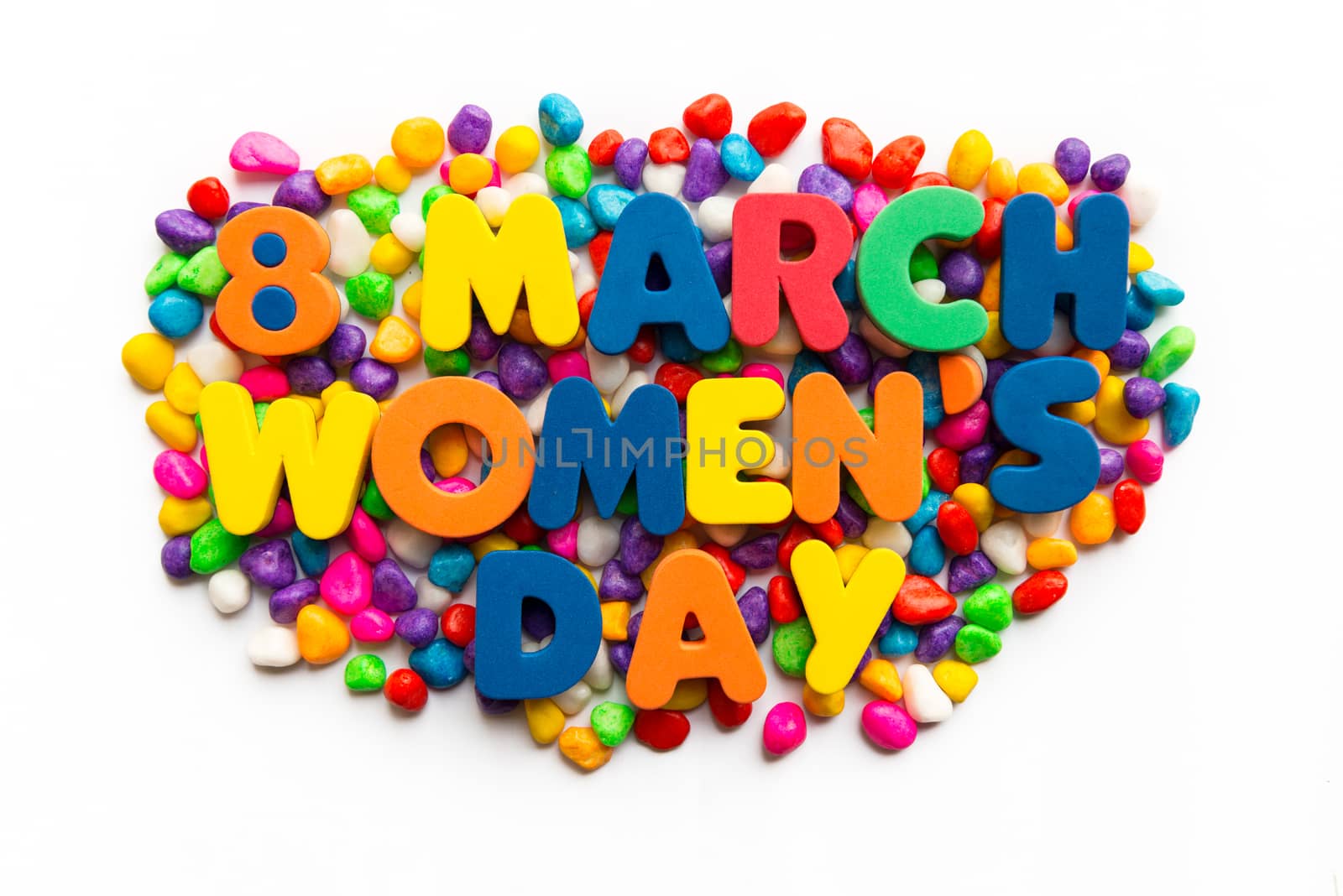 8 march women's day word in colorful stone by sohel.parvez@hotmail.com