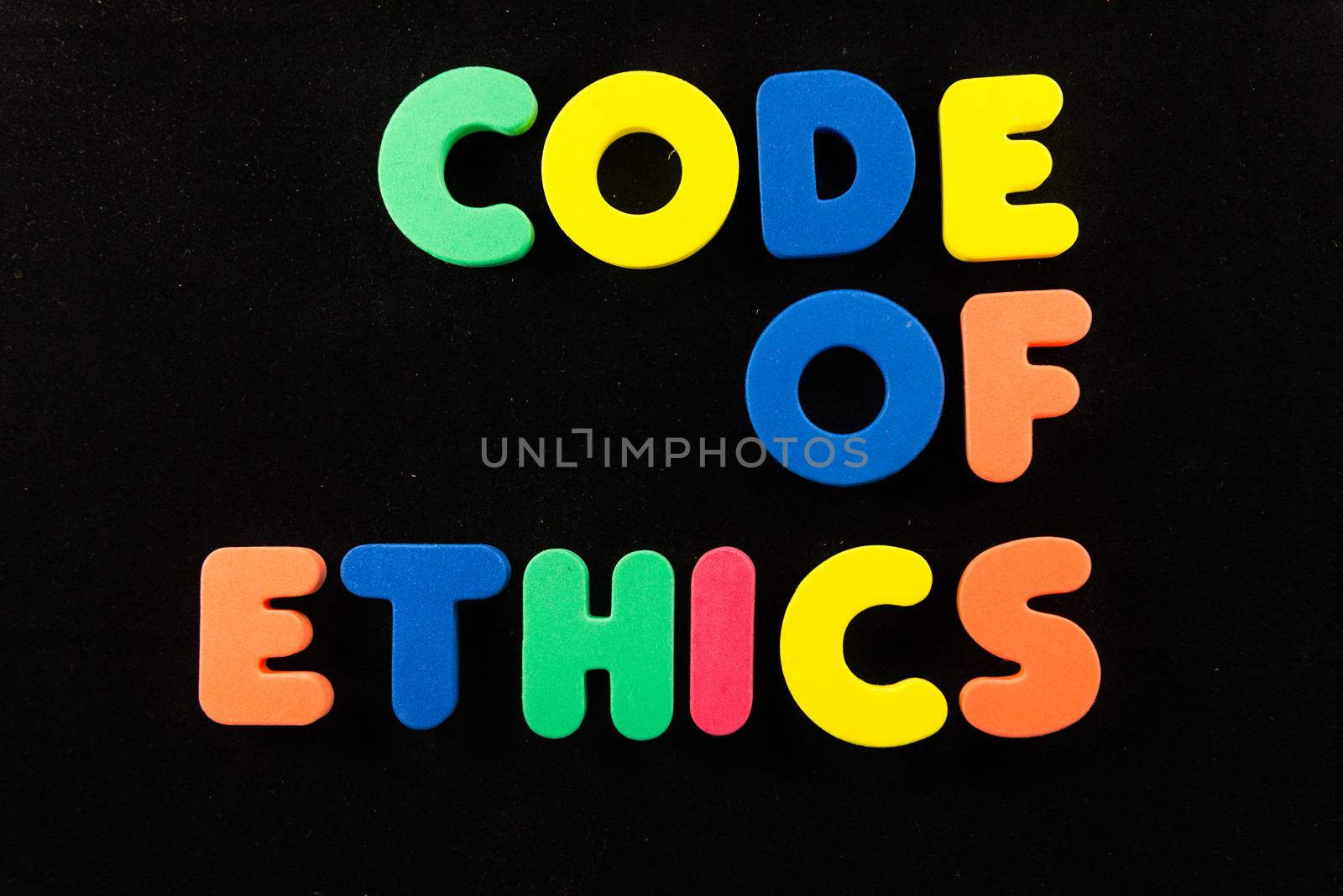code of ethics words in black background