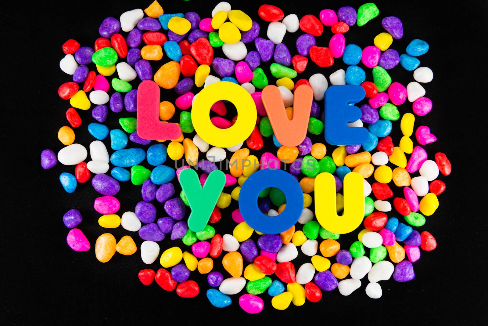 love you word in black background