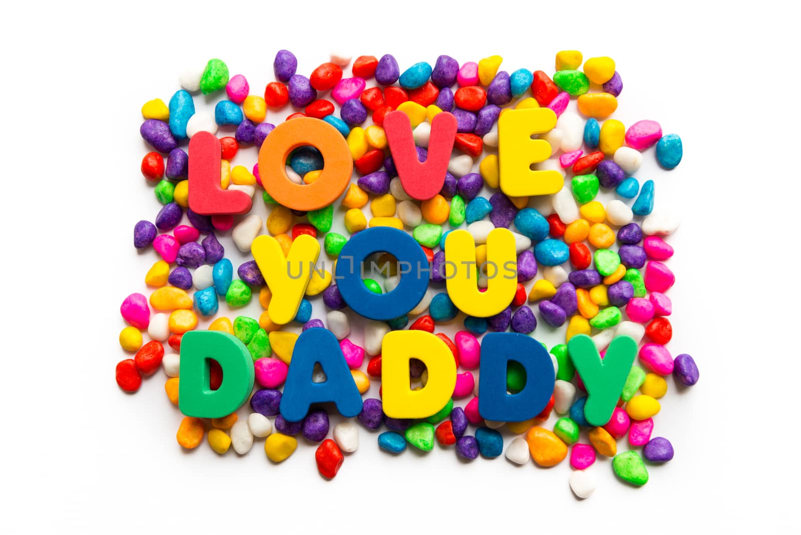 love you daddy words in colorful stones