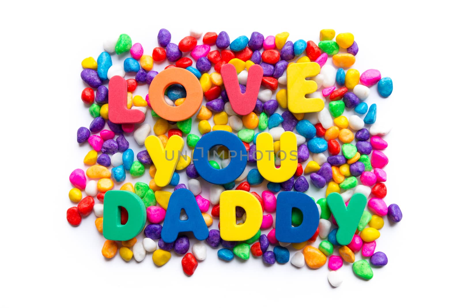 love you daddy words in colorful stones
