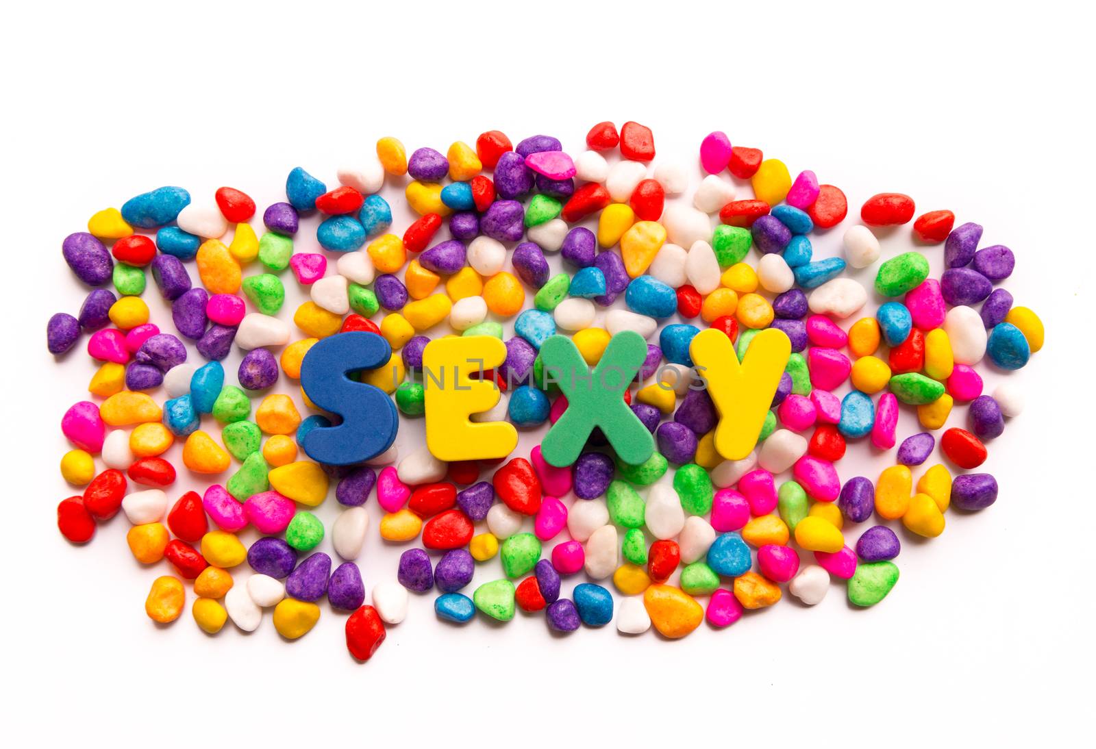 SEXY word in colorful stone